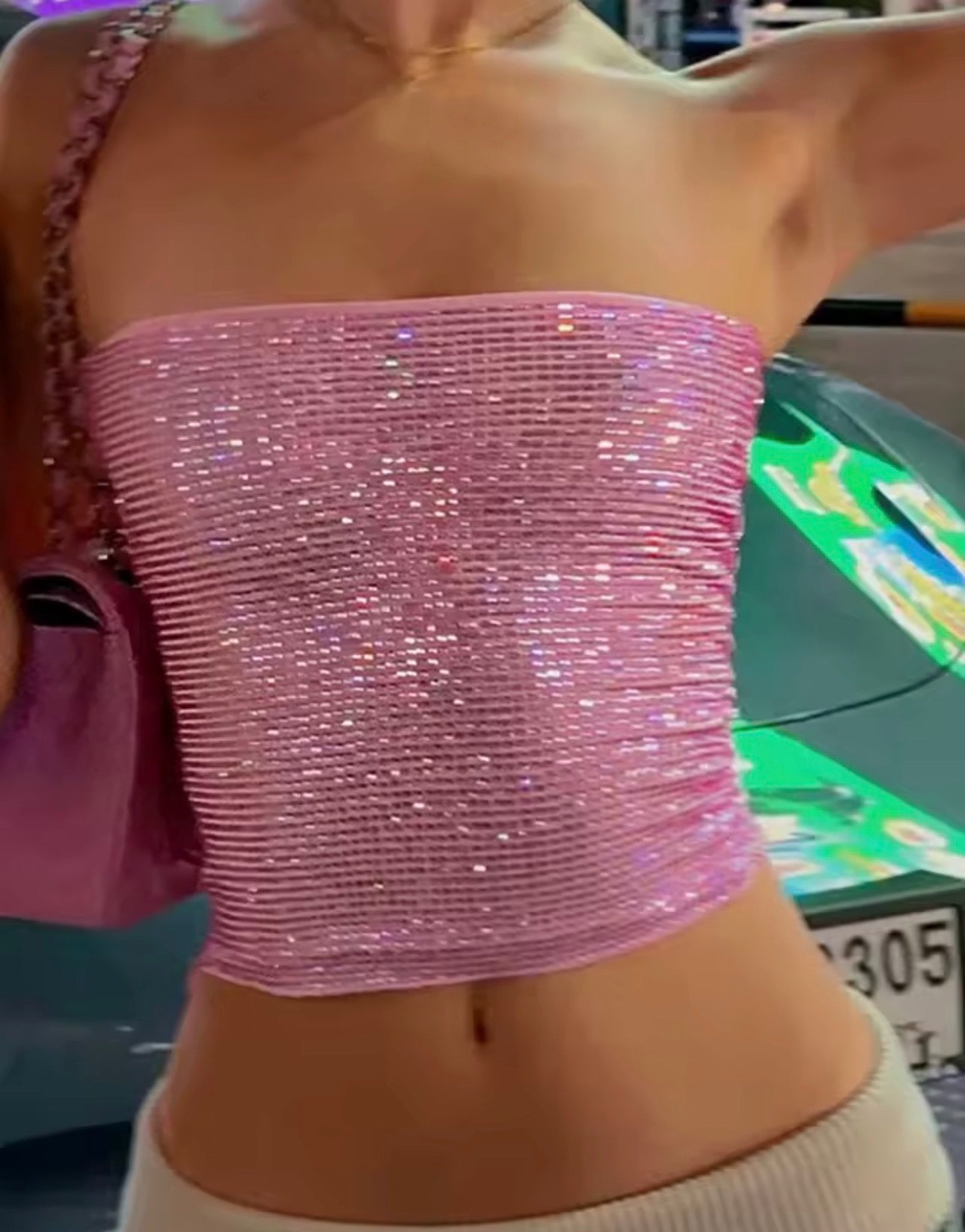 Shiny pink tube top ￼