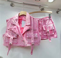 Two piece pink denim set ￼