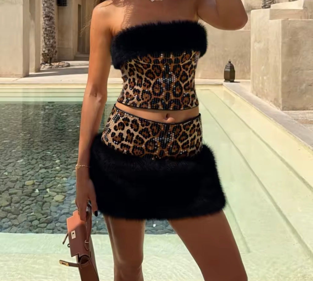 Cheetah print two piece set ￼