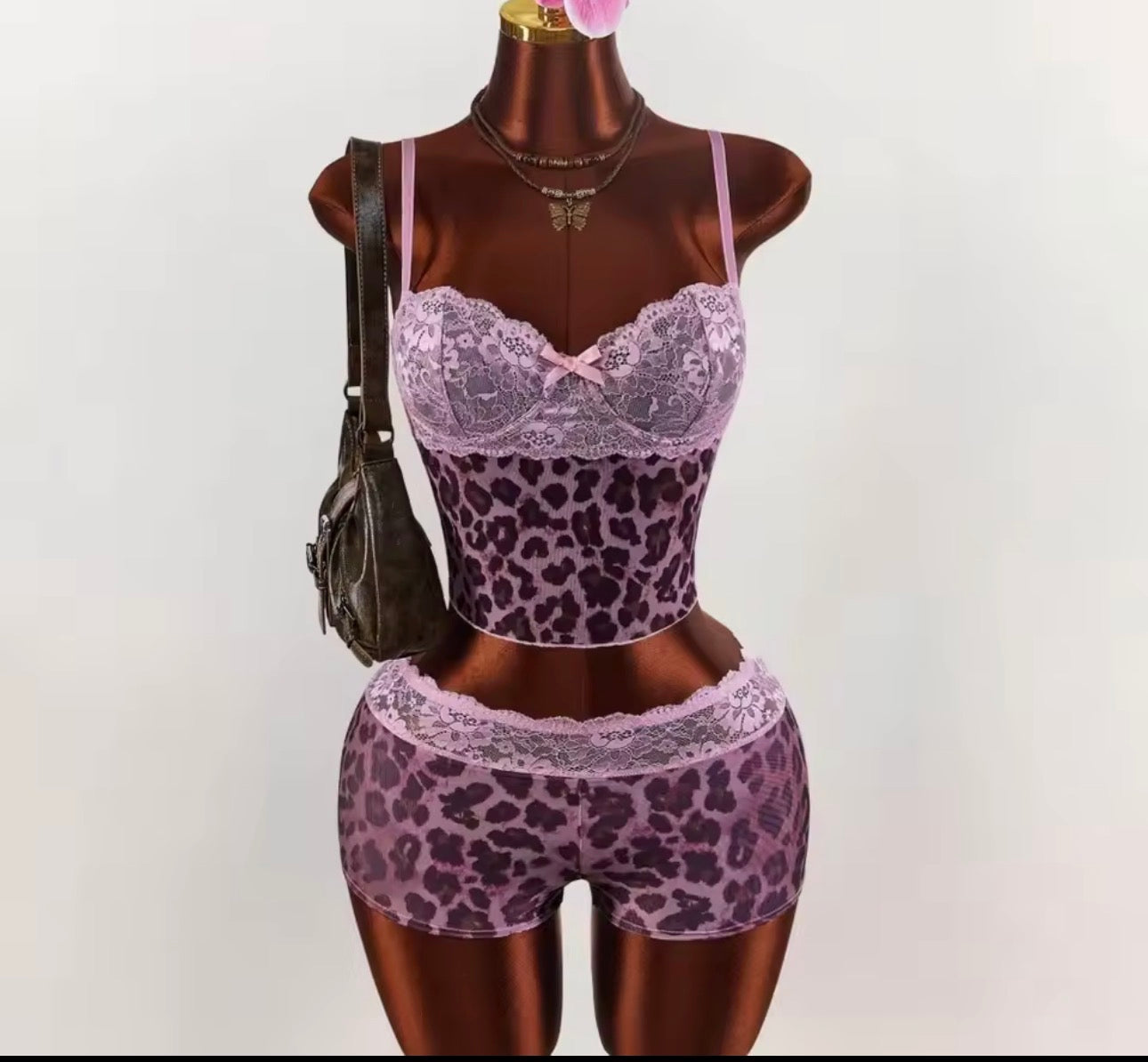 Sexy cheetah print pajama set ￼