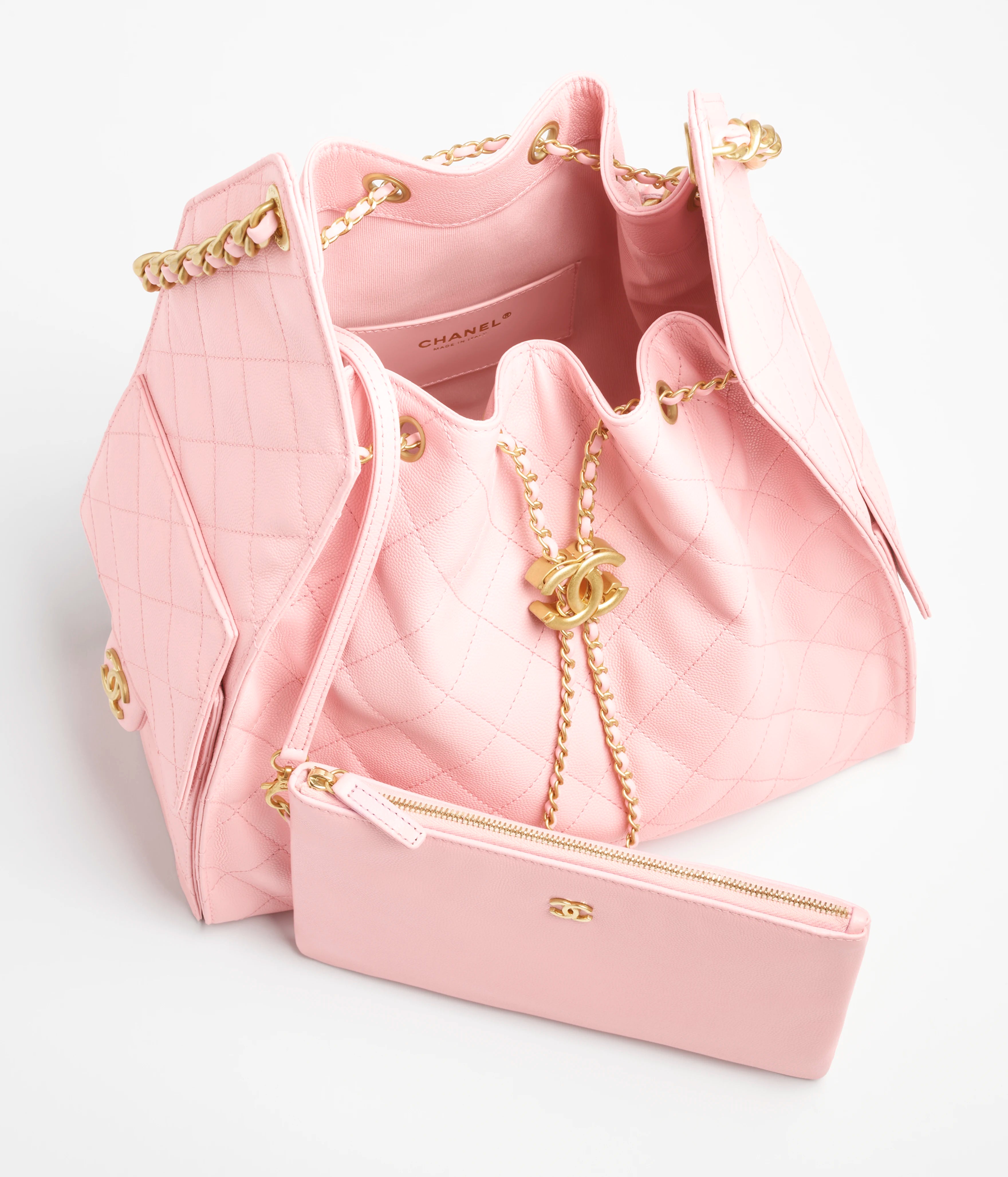 CC pink designer over the shoulder purse