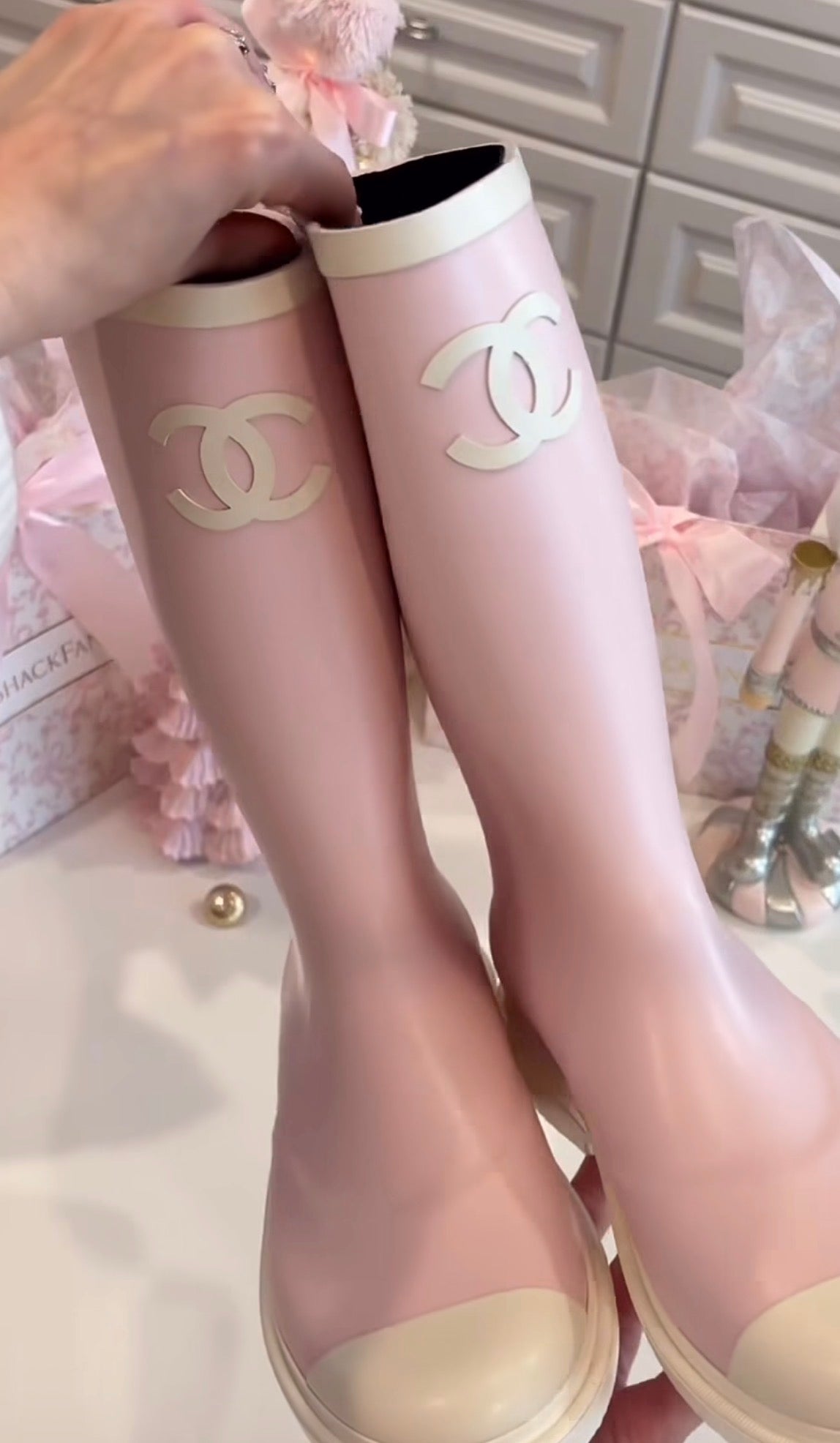 Pink CC wellington rain boots