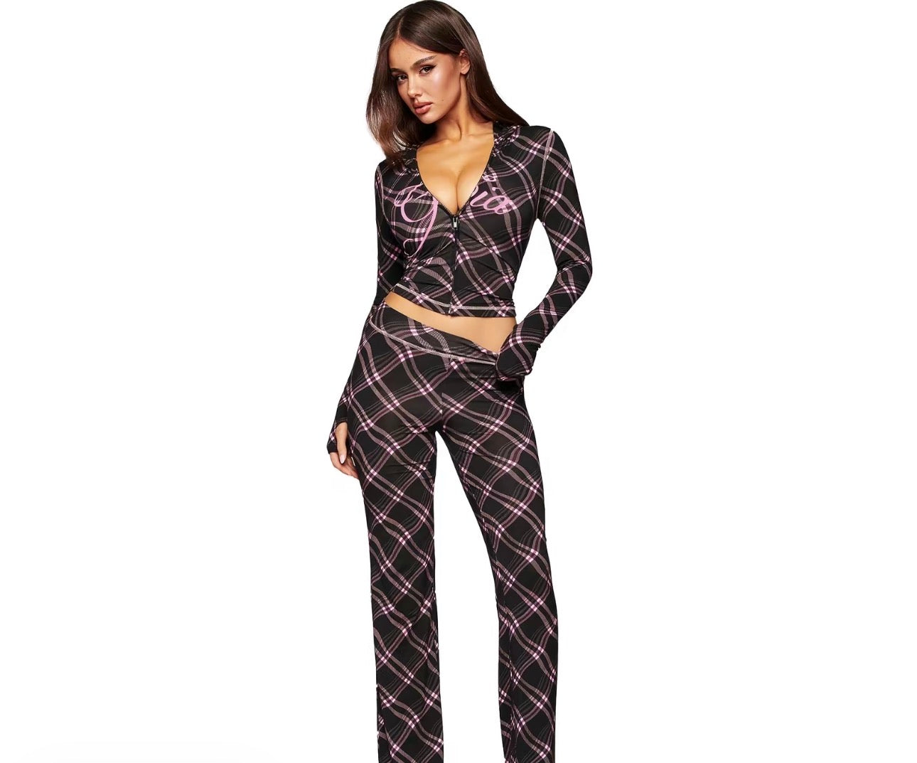 Black &Pink Plaide IAMGIA Tracksuite