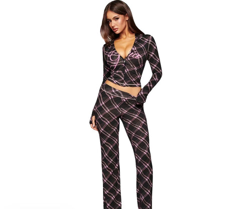 Black &Pink Plaide IAMGIA Tracksuite
