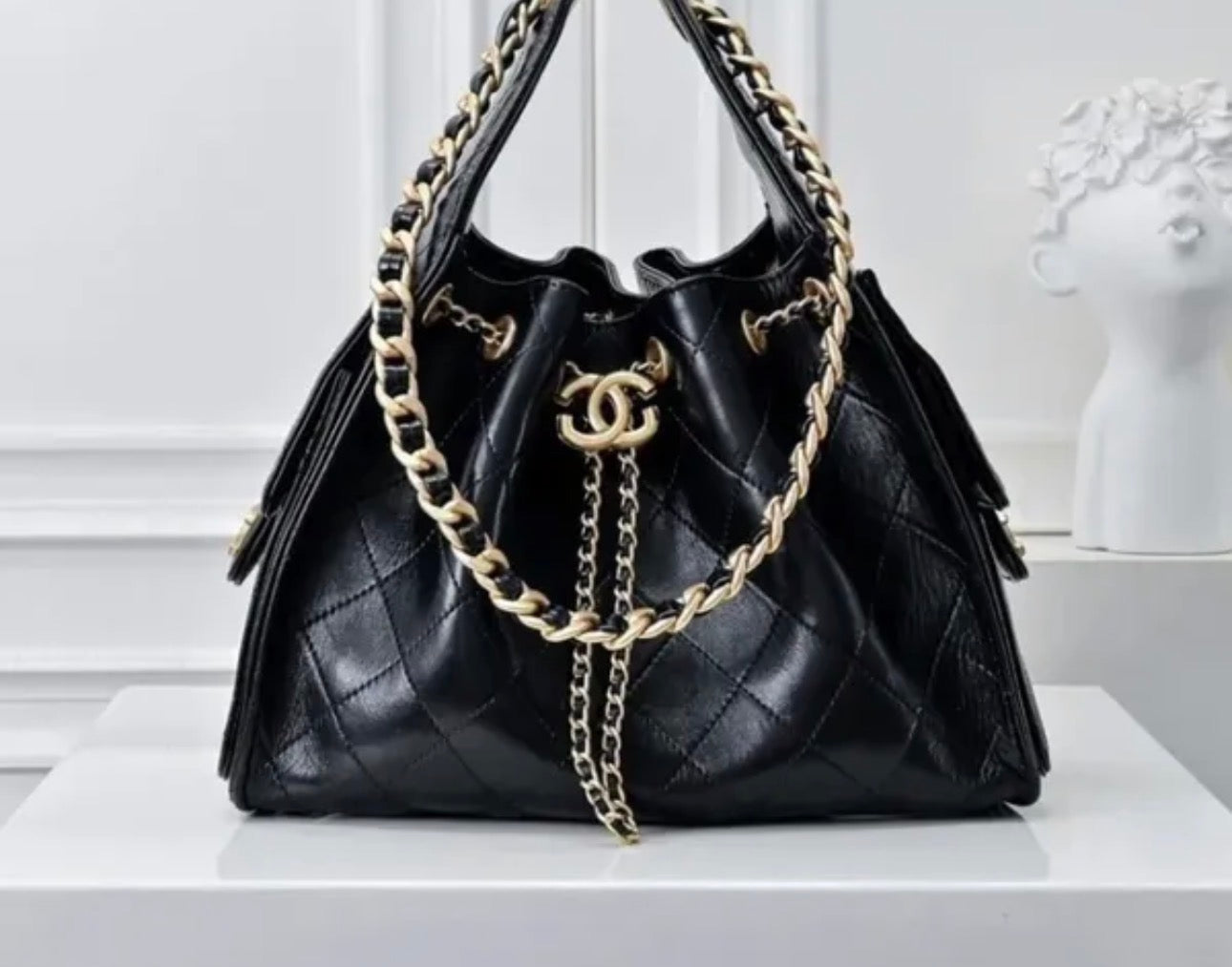 Black cc over the shoulder purse